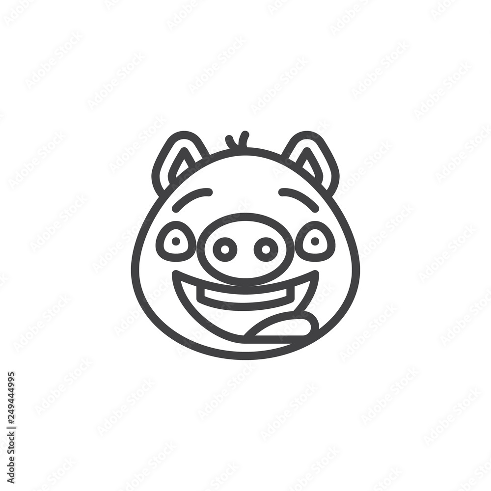 Piggy funny face emoticon line icon. linear style sign for mobile concept and web design. Happy piggy face emoji outline vector icon. Pig year zodiac symbol, logo illustration. Pixel perfect vector Piggy funny face emoticon line icon. linear style sign for mobile concept and web design. Happy piggy face emoji outline vector icon. Pig year zodiac symbol, logo illustration. Pixel perfect vector