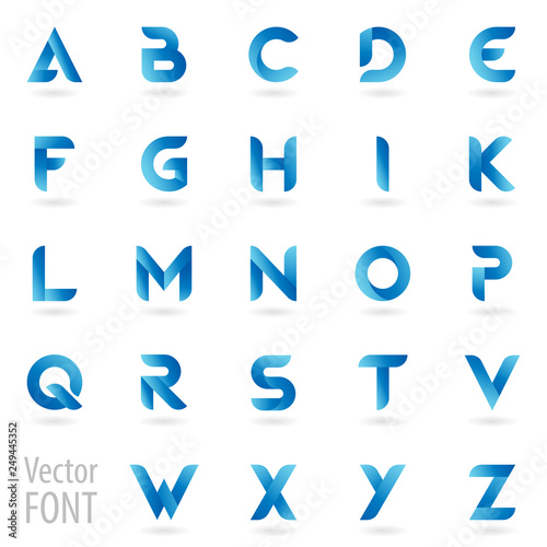 Simple bold font of blue gradient letters set. Business flat logo design template. Abstract vector elements for corporate identity emblem, label or icon
