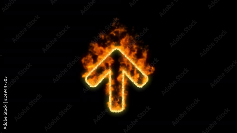 arrow up symbol inflames. Then disappears. In - Out loop. Alpha channel Premultiplied - Matted with color black arrow up symbol inflames. Then disappears. In - Out loop. Alpha channel Premultiplied - Matted with color black