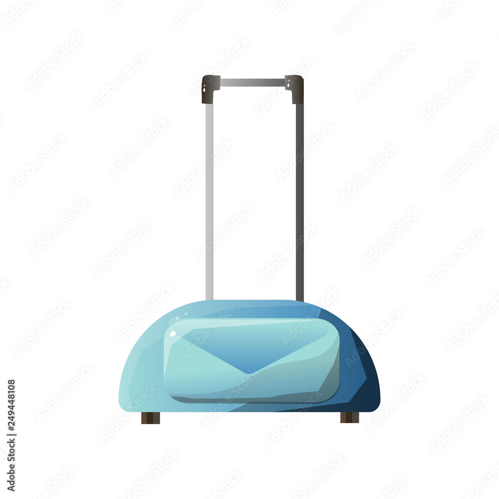Light Blue Bag for Traveling With Wheels and Handle Vector Illustration
