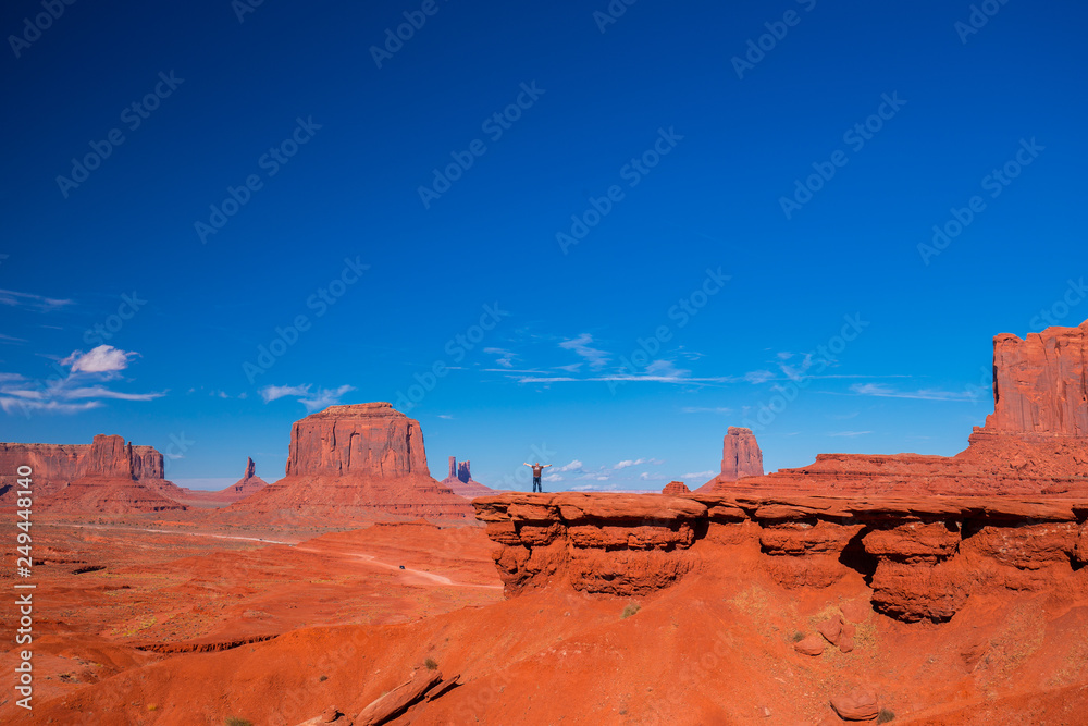Fototapeta premium Monument Valley. Navajo Tribal Park. Red rocks and mountains. Located on the Arizona–Utah border. USA