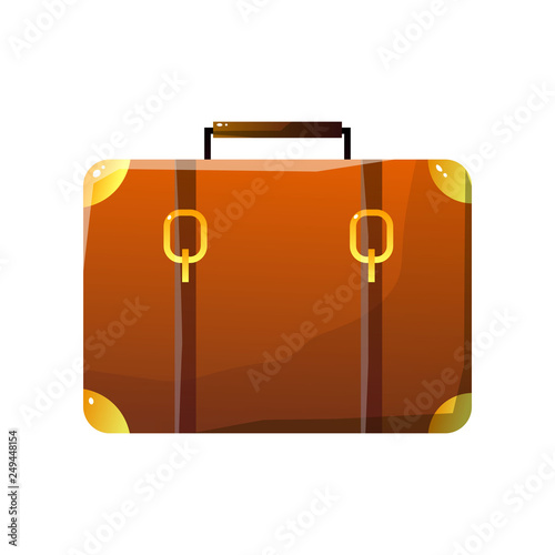 Retro Leather Suitcase, Traveler Luggage, Travel concept Vector Illustration