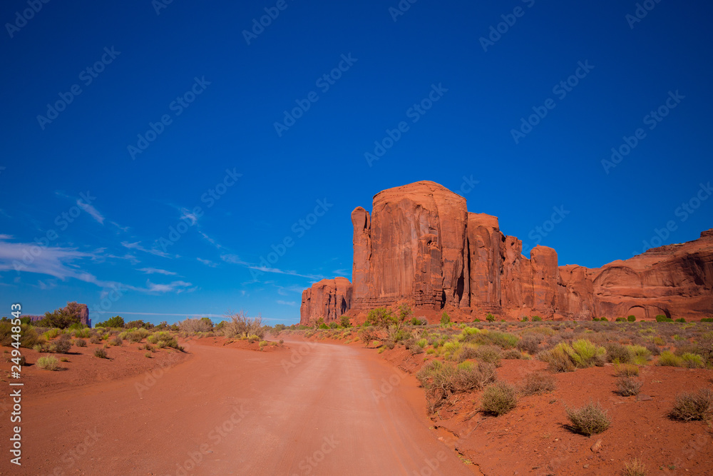 Monument Valley. Navajo Tribal Park. Red rocks and mountains. Located on the Arizona–Utah border. USA Monument Valley. Navajo Tribal Park. Red rocks and mountains. Located on the Arizona–Utah border. USA
