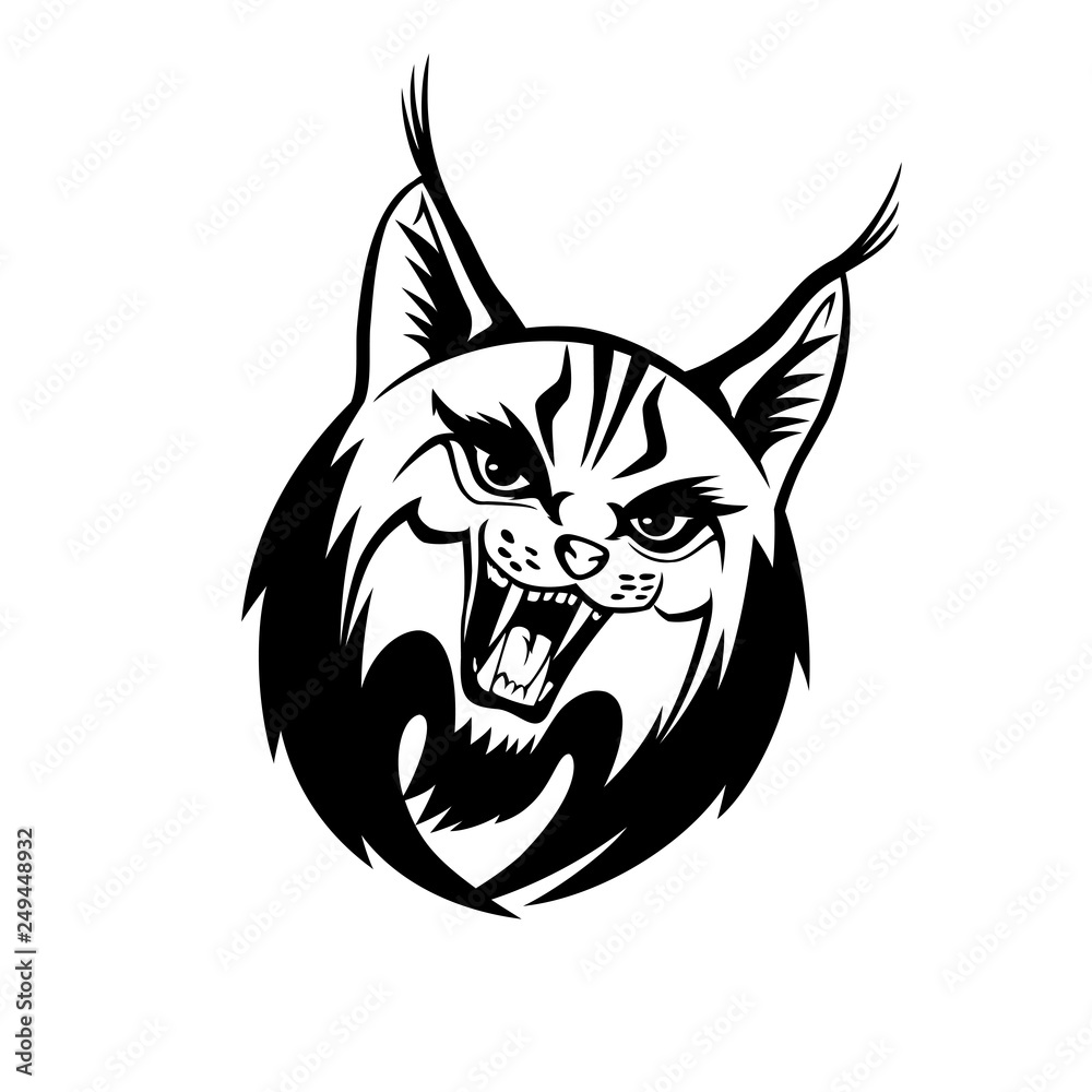 Obraz premium Angry lynx sign mascot on white background.