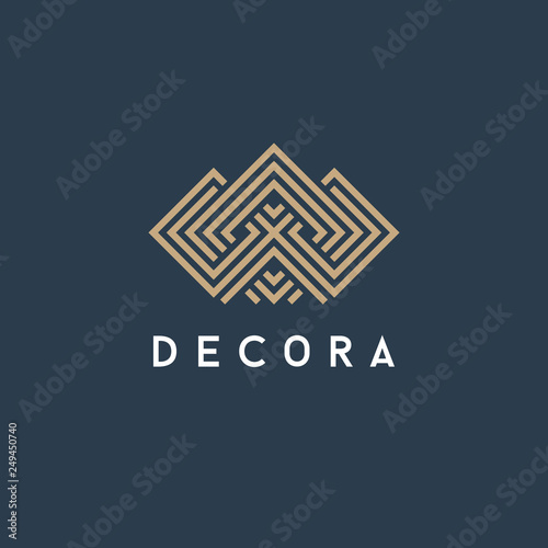 Vector logo template for interior, furniture shops, decor items and home decoration. Abstract crown.