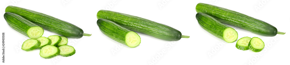 fresh cucumber slices isolated on white background fresh cucumber slices isolated on white background