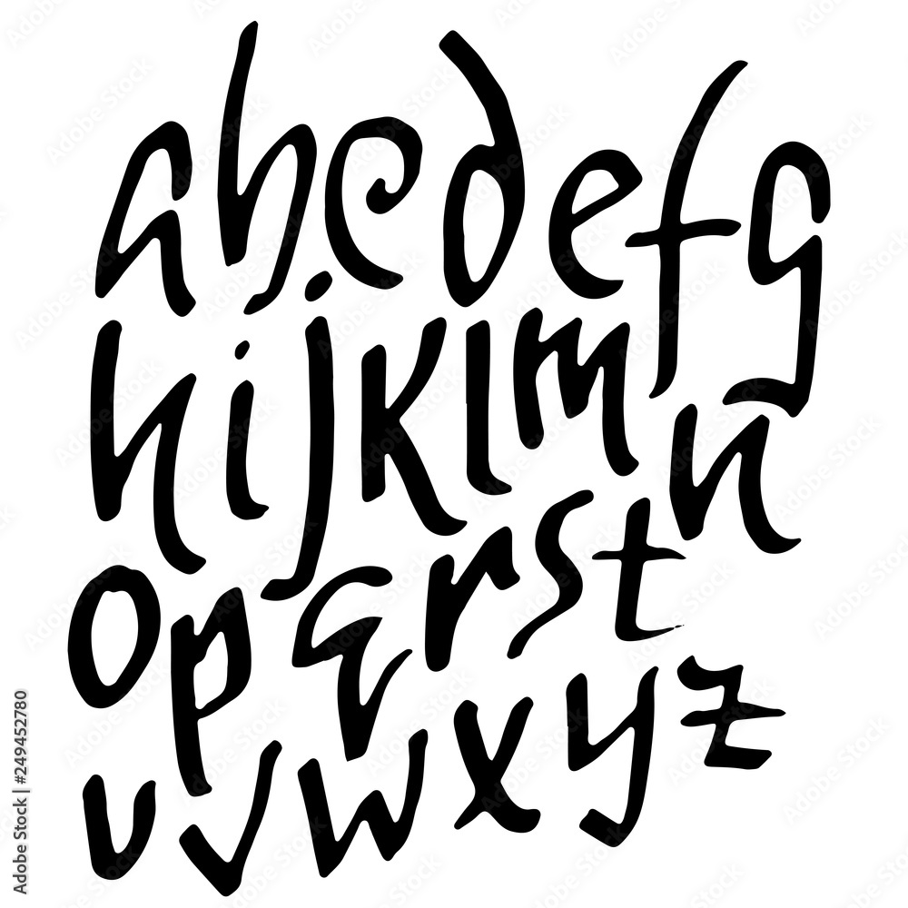 Simple alphabet letters. Handdrawn grunge ink font. Vector illustration. Simple alphabet letters. Handdrawn grunge ink font. Vector illustration.