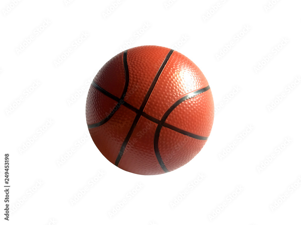 Fototapeta premium Orange rubber basketball with lighting reflection isolated on white background