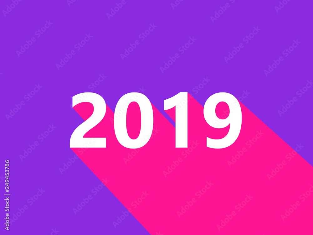 2019 Happy New Year with text drop area shadow illustration on purple background. 2019 Happy New Year with text drop area shadow illustration on purple background.