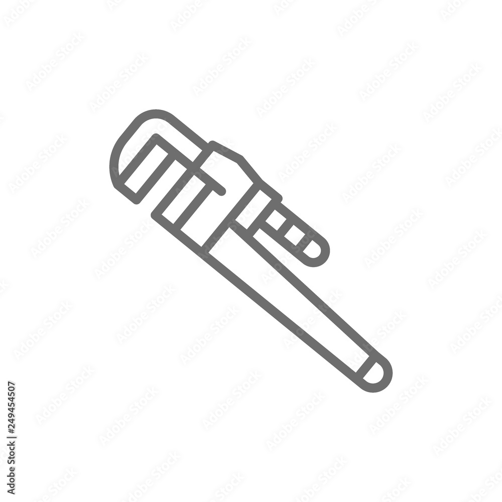 Adjustable wrench line icon.