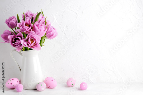Tulip flower and easter eggs