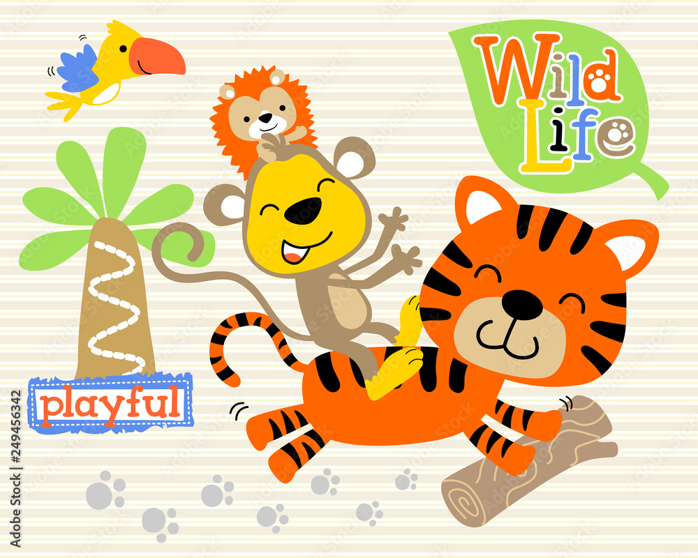 Tiger cartoon with friends Tiger cartoon with friends