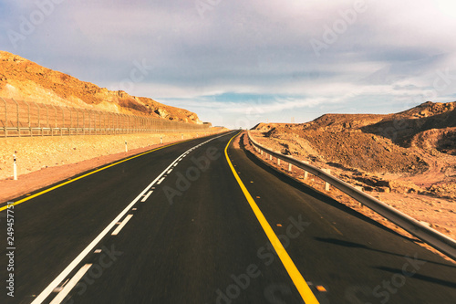 car road on a desert landscape