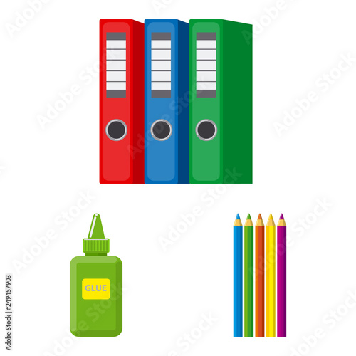 Vector design of office and supply symbol. Collection of office and school vector icon for stock.