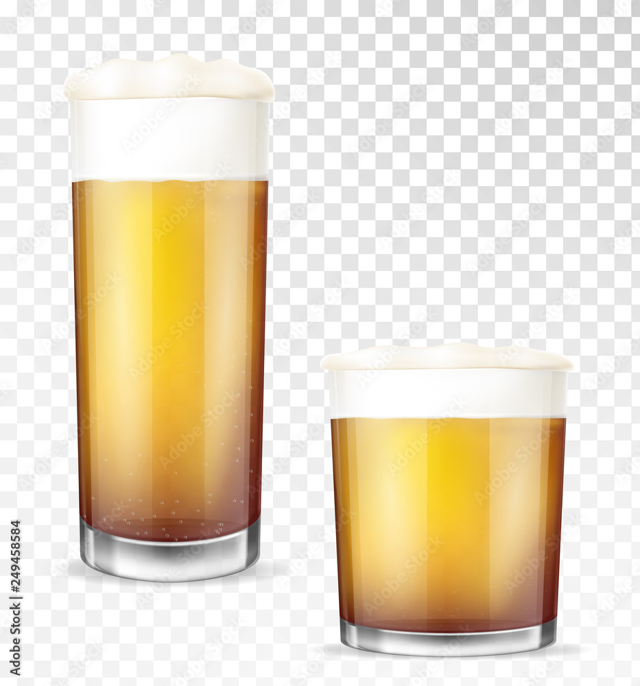 Beer glasses. Empty and full transparent cup. Beer glasses. Empty and full transparent cup.