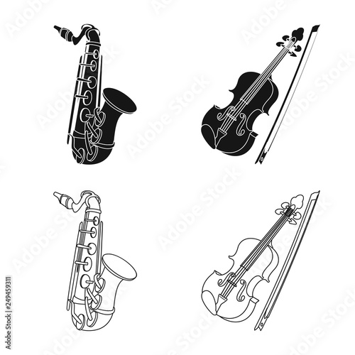 Vector design of music and tune logo. Set of music and tool stock symbol for web.