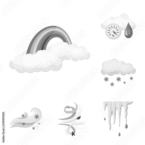 Vector design of weather and climate symbol. Collection of weather and cloud stock vector illustration.
