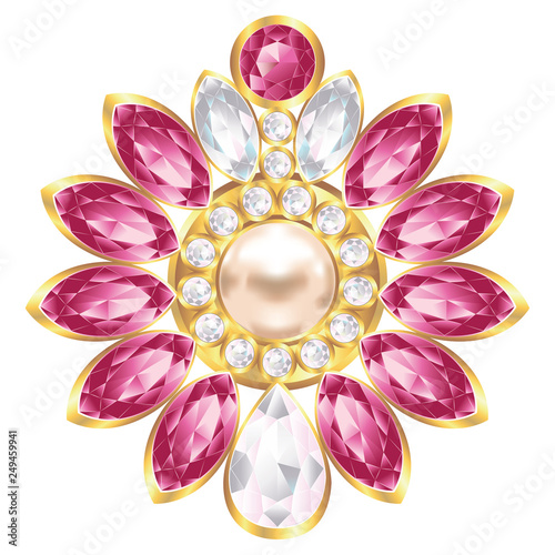 Valokuva Brooch with pearl and ruby