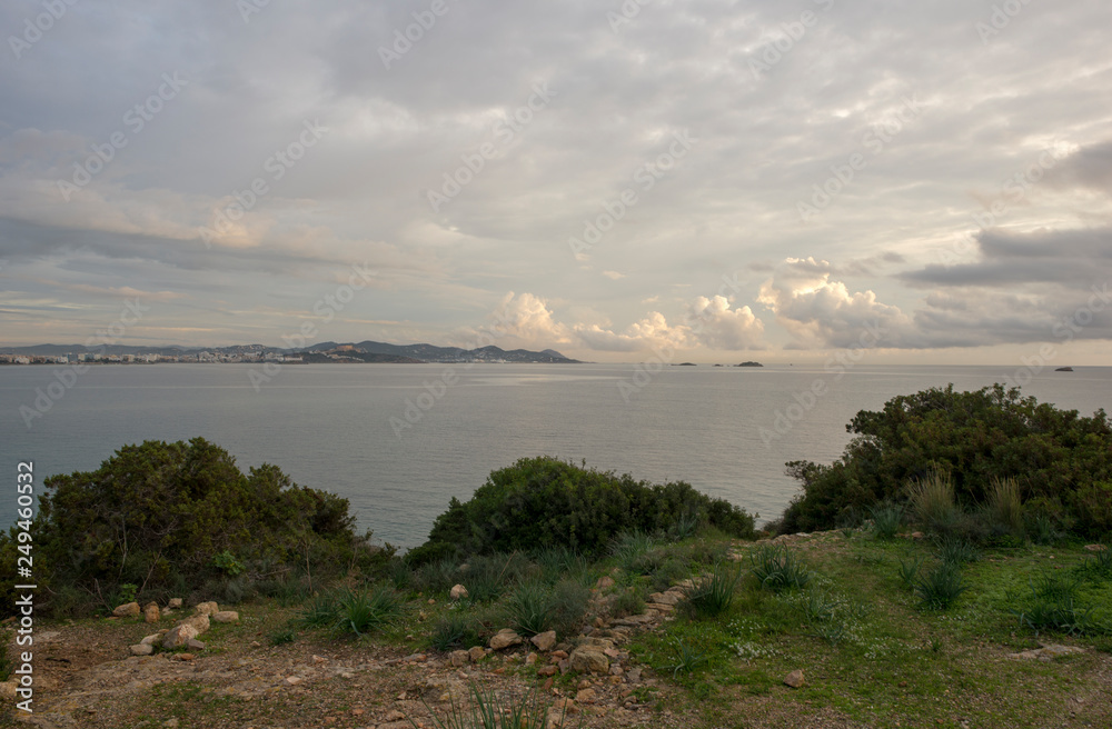 Viewpoint on the coast of Ibiza a cloudy day