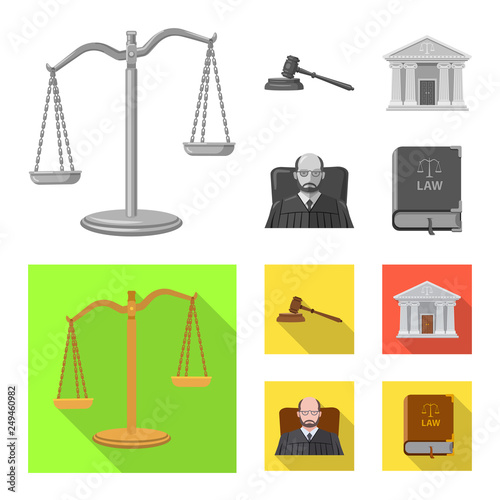 Isolated object of law and lawyer logo. Collection of law and justice stock vector illustration.