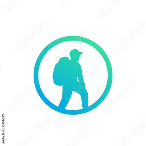 Hiker icon, backpacking, hiking vector