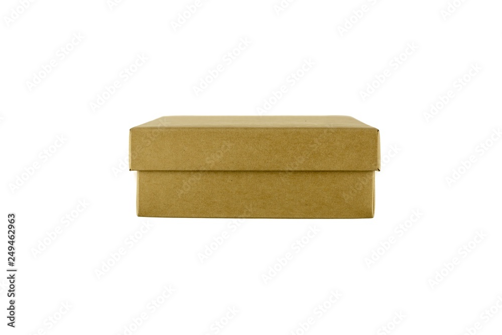 brown kraft paper box isolated on white background. - side view. brown kraft paper box isolated on white background. - side view.
