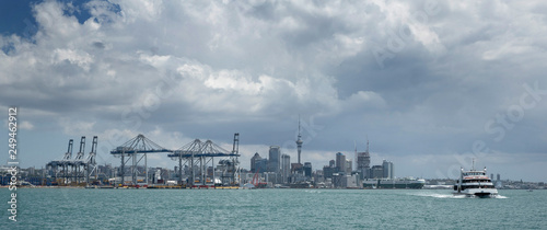 City of Auckland. New Zealand. Harbour and skuline photo