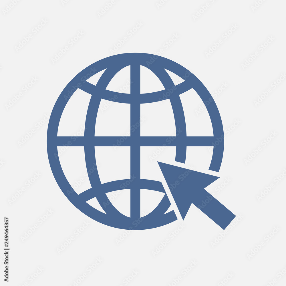 Globe and arrow, web icon, internet symbol, jump to network. Vector. - Vector Globe and arrow, web icon, internet symbol, jump to network. Vector. - Vector