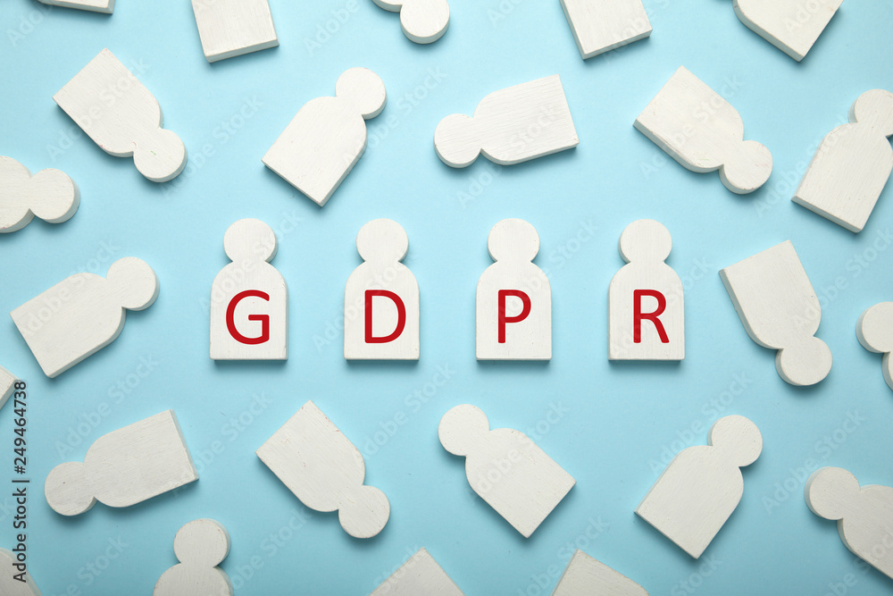 White figures of people and the inscription GDPR. General Data Protection Regulation.