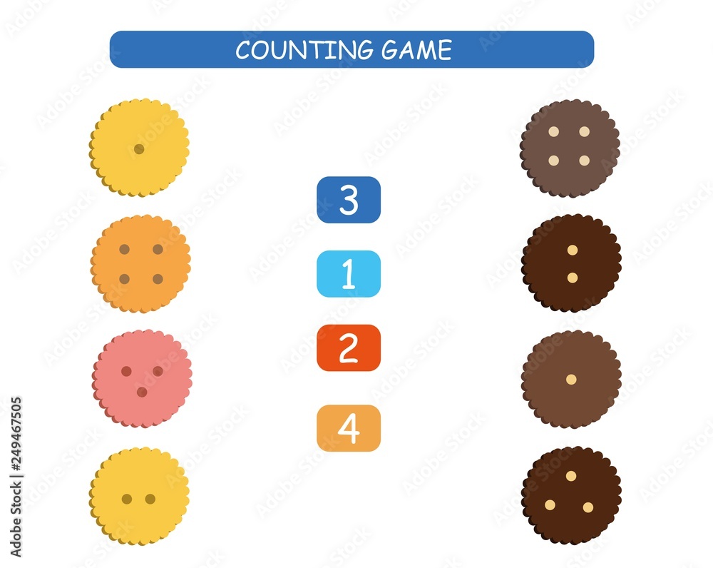 Count and match - worksheet for kids. Educational and mathematical game ...
