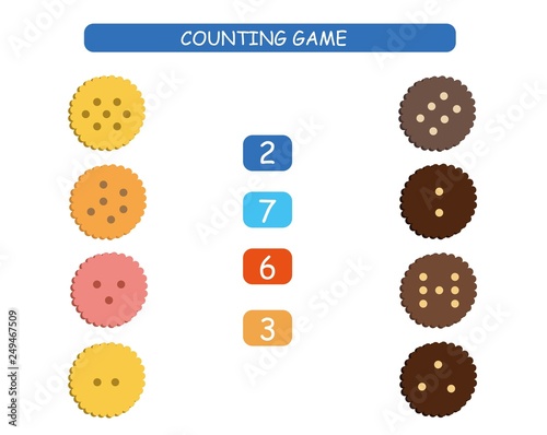 Count and match - worksheet for kids. Educational and mathematical game for kindergarten and preschool. 