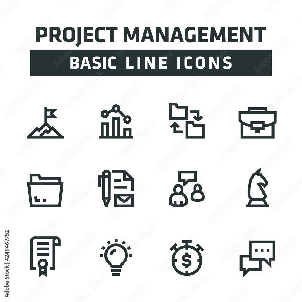 PROJECT MANAGEMENT LINE ICONS PROJECT MANAGEMENT LINE ICONS