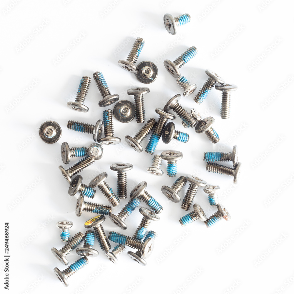 Computer boards screws on a white background Computer boards screws on a white background