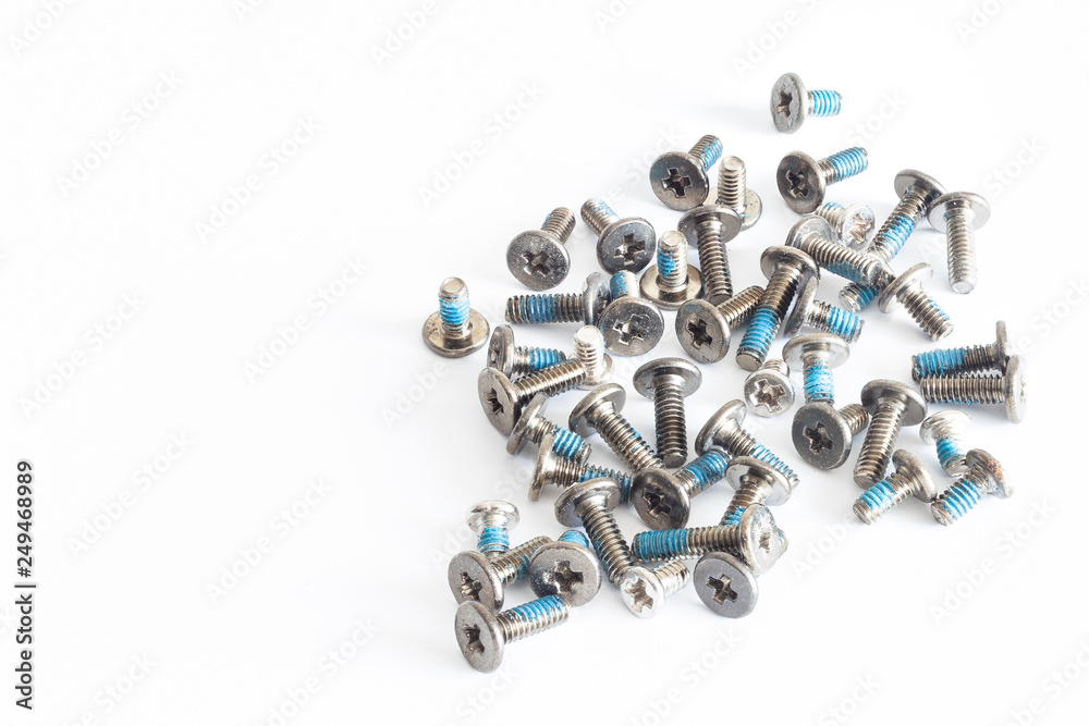 Computer boards screws on a white background Computer boards screws on a white background
