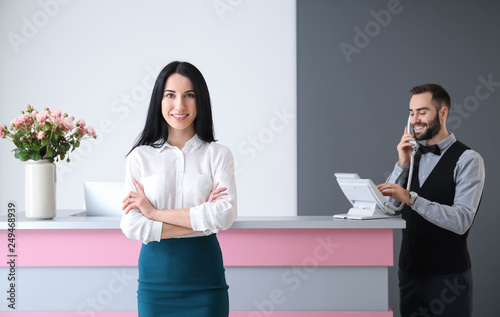 Portrait of female receptionist in hotel