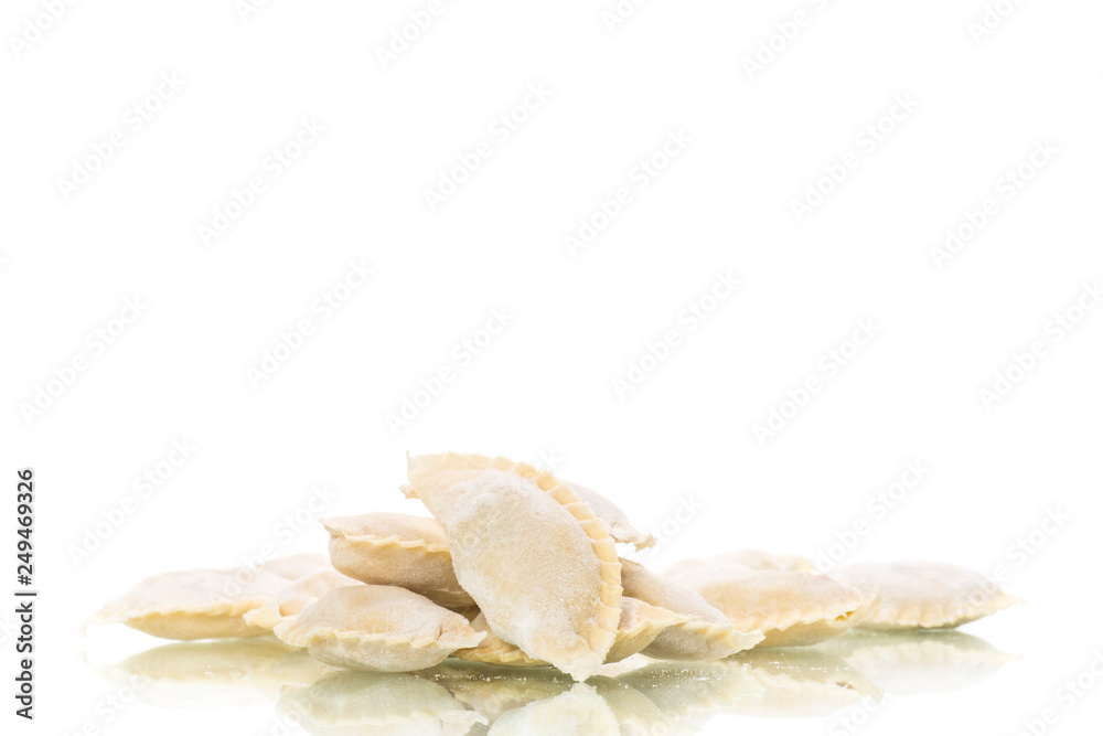 Dumplings raw with stuffing on a white background Dumplings raw with stuffing on a white background