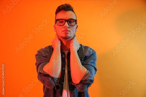 Toned portrait of handsome ...