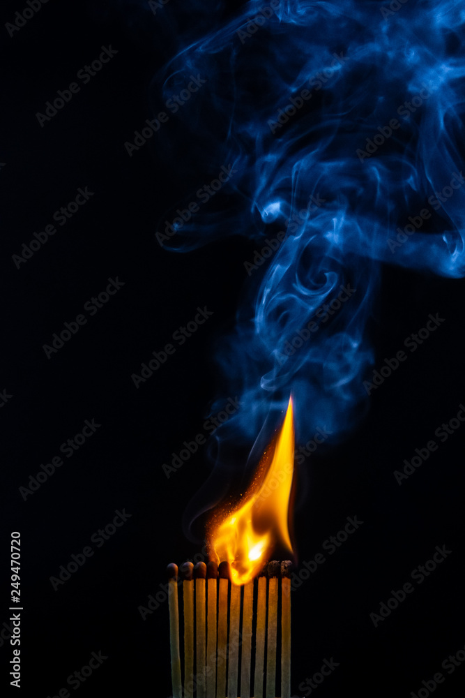 Match, smoke and flame Match, smoke and flame