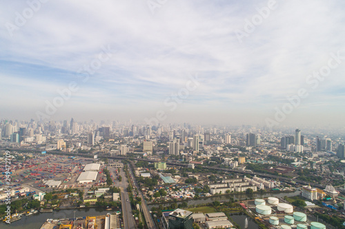 Aerial view Bangkok building morning with air pollution PM 2.5 © themorningglory