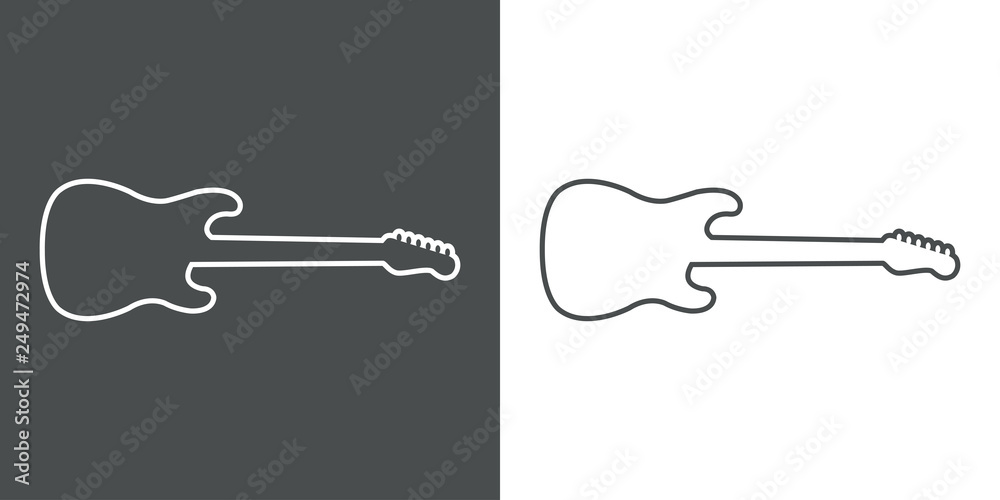 Icono plano silueta lineal de guitarra eléctrica en gris y blanco Stock  Vector | Adobe Stock