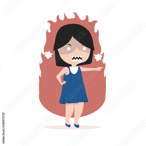 Small girl angry  standing  Pointing Her Finger