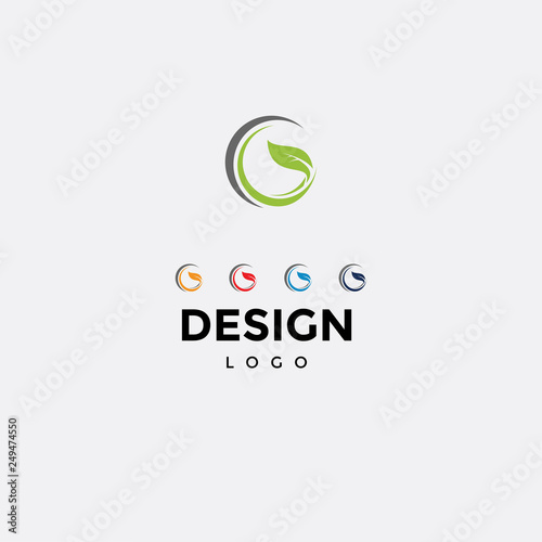Vector logo design is colorful, leaf icon, and initials g