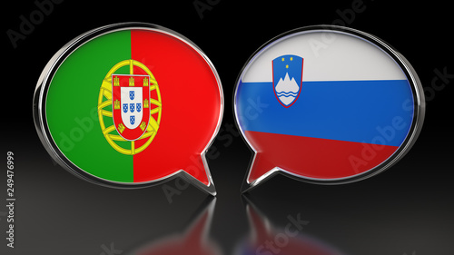 Portugal and Slovenia flags with Speech Bubbles. 3D illustration Free Download Portugal and Slovenia flags with Speech Bubbles. 3D illustration - GFXLoad