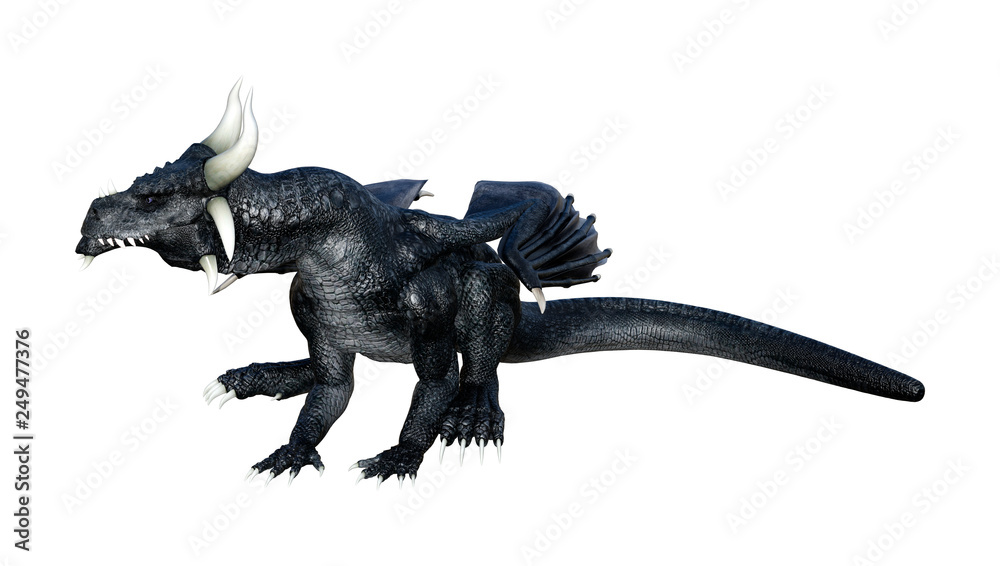 3D Rendering Fairy Tale Dragon on White