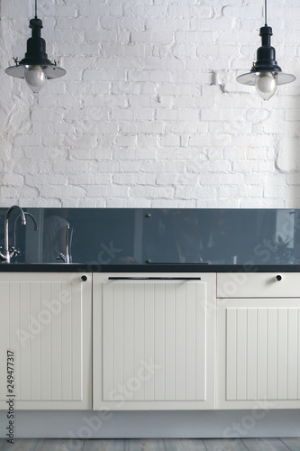 White Kitchen in modern home.