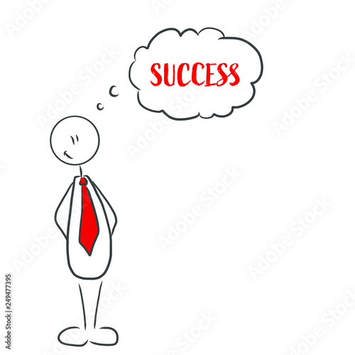 Success, Figur träumt von Erfolg
