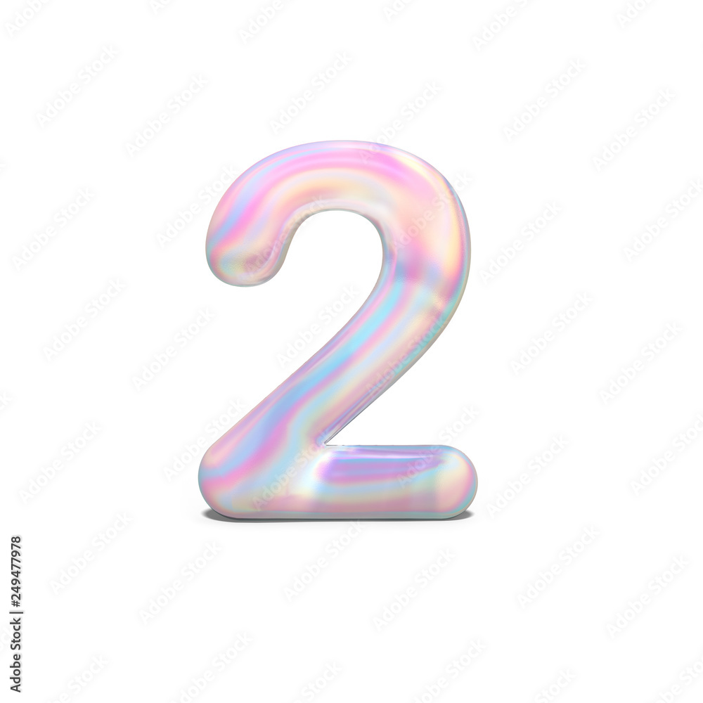 Realistic shiny number 2 (two) for celebration design, bright holographic design, winter collection and modern technology font, 3d rendering Realistic shiny number 2 (two) for celebration design, bright holographic design, winter collection and modern technology font, 3d rendering