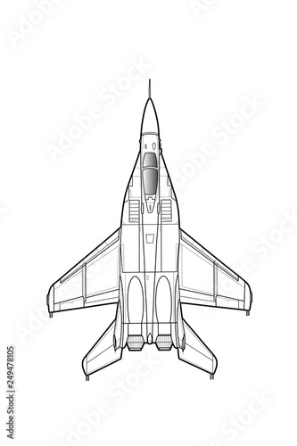 Modern Russian jet fighter aircraft. Vector draw