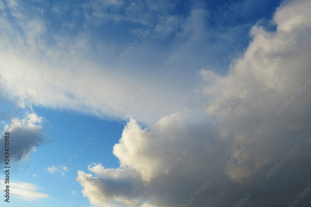 Beautiful clouds in blue sky background, natural landscape