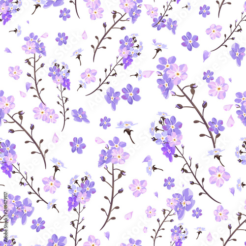 Cute wildflower littel blossom. Ditzy design seamless pattern